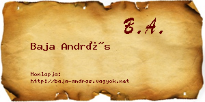 Baja András névjegykártya
